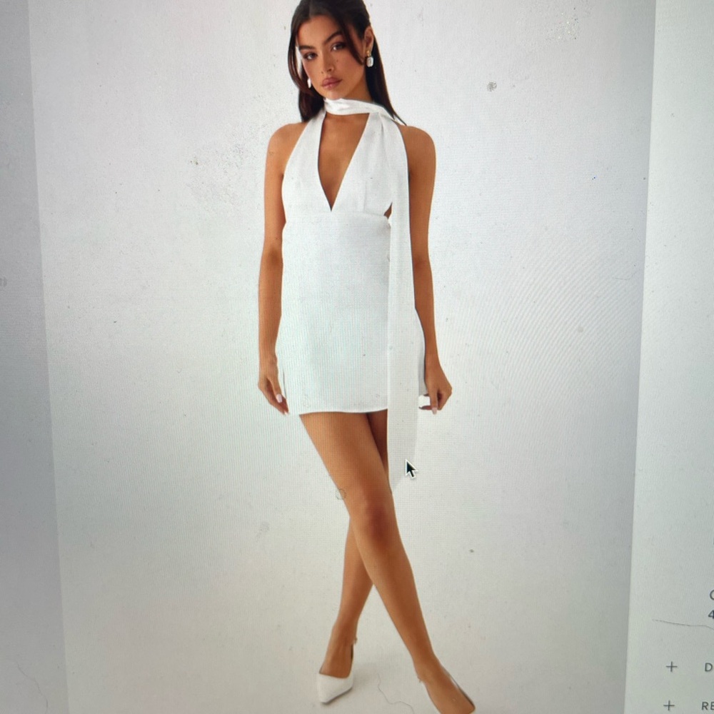 Elegant White Halter Mini Dress